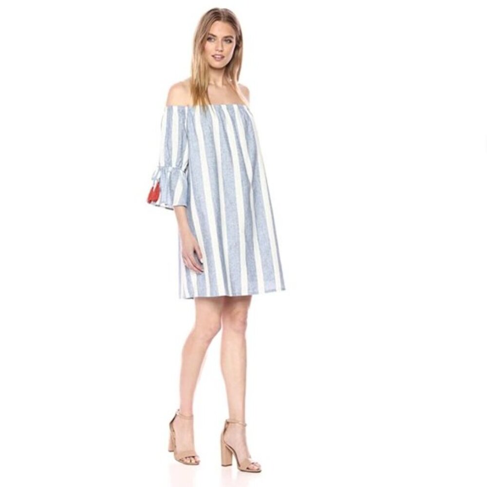 Catherine Malandrino Blue White Tassel Detail Dress L XL